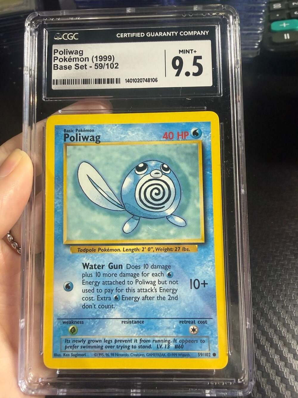 1999 Pokémon Base Set Poliwag 59/102 CGC 9.5 Mint+